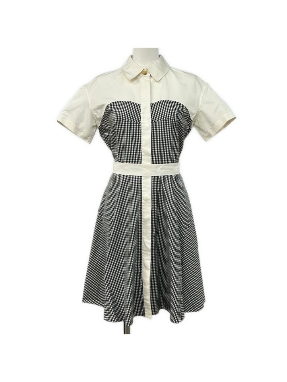 Louis Vuitton Dress S White Black Shirt Wanpi Knee 34